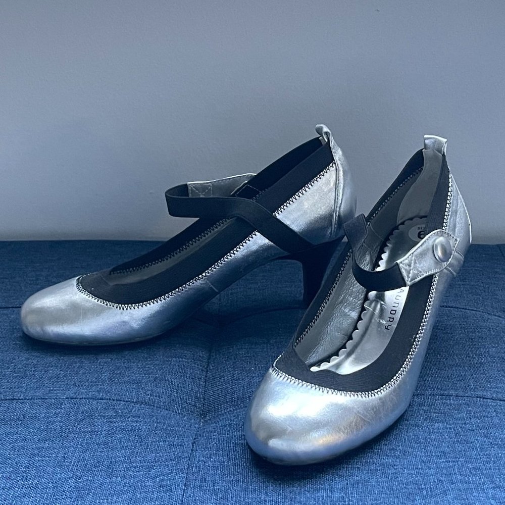 Chinese Laundry Silver & Black Mary Jane Pumps Heels Womens Size 6